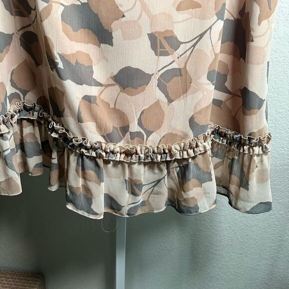 EUC Nicole Miller Women’s Tan Above Knee Ruffle Bottom Lined Skirt - Size 16 - Picture 3 of 6